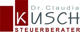 Logo von Dr. Claudia Kusch, Steuerberater, mit roten und grauen Schriftzügen.