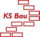 Text "KS Bau" mit roten Rechtecken, die Treppen bilden.