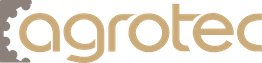Logo de "agrotec" con engranaje gris a la izquierda.