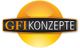 Logo mit Text "GFI KONZEPTE" auf schwarzem Balken vor orangenem Kreis.