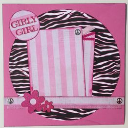 Rosa Collage mit Zebramuster, Blüten und der Aufschrift "Girly Girl".