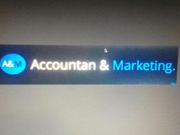 Logo de "A&M Accountant & Marketing" en fondo oscuro.