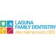 Laguna Family Dentistry logo with dental, wave, palm tree, and toothbrush icons.