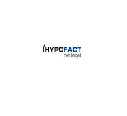Logo mit Aufschrift "HYPOFACT mein baugeld", schwarz und blau auf weißem Hintergrund.