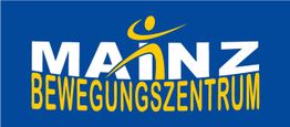 Logo mit stilisierter Figur und Text: "Mainz Bewegungszentrum" auf blauem Hintergrund.
