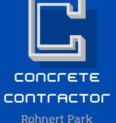 Logo of a concrete contractor in Rohnert Park with a stylized "C" on a blue background.