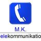 Blaues Telefonsymbol über "M.K. Telekommunikation".