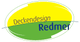 Logo: Gelbe und grüne ovale Form mit dem Text "Deckendesign Redmer".