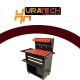 Tool cart with orange holders, logo "Uratech" above.