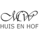 Logo met de tekst "Huis en Hof" met decoratieve letters erboven.