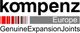 Logo mit Text: "kompenz Europe Genuine Expansion Joints" und rot-grauen Streifen.