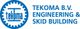 Logo van Tekoma B.V., Engineering en Skid Building, in blauwe letters.