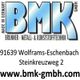 BMK-Logo mit Adresse: 91639 Wolframs-Eschenbach, Steinkreuzweg 2. Webseite: www.bmk-gmbh.com.