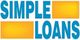 "Simple Loans" logo with blue text and orange rectangles.