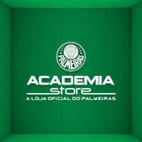 Logo verde do Palmeiras com texto "Academia Store: A Loja Oficial do Palmeiras".
