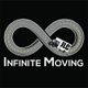 Truck driving on an infinity-shaped road, text reads "Infinite Moving."