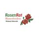 Logo mit Schriftzug "RosenRot Blumenbinderei" und zwei roten Rosen.