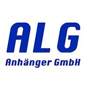 Logo der ALG Anhänger GmbH in blauer Schrift auf weißem Hintergrund.