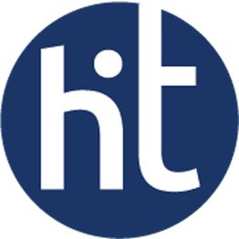 Blaues Kreis-Logo mit den weißen Buchstaben "h" und "t".