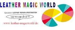 Buntes Logo "Leather Magic World" mit Sprechblase "Yes we can do it!" und URL www.leather-magicworld.de.