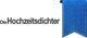 Logo mit dem Schriftzug "Die Hochzeitsdichter" und einer blauen Stofffahne rechts.