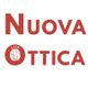 Logo rosso con testo "Nuova Ottica", include un cerchio con la scritta "Lux" e un motivo stilizzato.