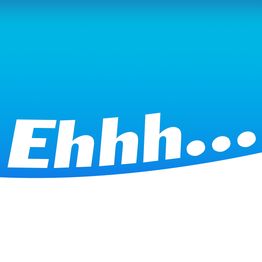 Tekst "Ehhh..." op een blauwe achtergrond met wit verloop onderaan.