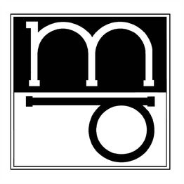 Logotipo en blanco y negro con letras estilizadas "m", "o" y línea horizontal.
