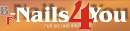 Buntes Logo "B-F Nails4You" mit roter Schrift, darunter "FÜR SIE UND IHN" auf orangefarbenem Hintergrund.