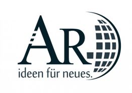 Logo mit "AR" und dem Text "ideen für neues", daneben ein stilisierter halber Globus.