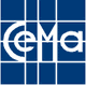 Logo mit Buchstaben "CeMa" auf einem blauen, rechteckigen Hintergrund mit weißen Linien.