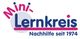 Logo von Mini-Lernkreis mit Slogan "Nachhilfe seit 1974" in bunten Farben.