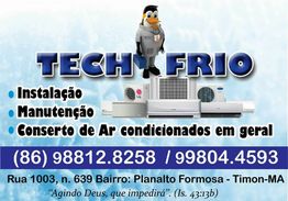 Cartão da Tech Frio com serviços de ar-condicionado e contato na cidade de Timon, MA.