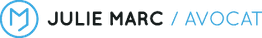 Logo avec "Julie Marc / Avocat" et un cercle bleu contenant un "M".