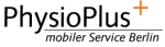 Logo von PhysioPlus, mobiler Service Berlin, mit einem orangefarbenen Pluszeichen.