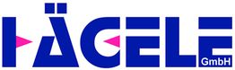 Logo mit blauem Text "HÄGELE GmbH" und rosa Pfeil-Elementen.