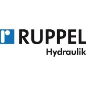 Logo von Ruppel Hydraulik mit blauem Icon und schwarzem Schriftzug.