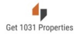 Abstract logo above "Get 1031 Properties" in text.