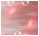 Rote Kugel in nebliger Umgebung mit schwebenden transparenten Blasen.