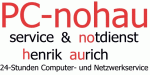 PC-nohau Logo mit Text: Service, Notdienst, Henrik Aurich, 24-Stunden Computer- und Netzwerkservice.