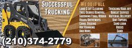 Construction services ad with contact number and list of offered services, featuring a skid steer.