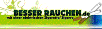 Banner mit Text "Besser Rauchen.de, mit einer elektronischen Zigarette/Zigarre", grüner Hintergrund.