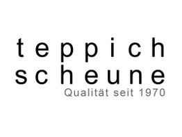 Text: "teppichscheune Qualität seit 1970" in schwarzer Schrift auf weißem Hintergrund.