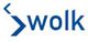 Blaues Logo mit dem Wort "wolk" und stilisiertem Pfeil links.