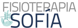 Texto: "Fisioterapia Sofía" con un logotipo de una mano azul a la izquierda.