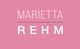 Text "MARIETTA REHM" in Weiß auf rosa Hintergrund.