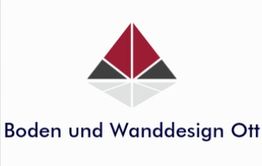 Logo mit rotem und grauem geometrischen Muster, darunter Text: "Boden und Wanddesign Ott".
