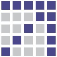 Gitter aus 5x5 Quadraten, abwechselnd blau und grau eingefärbt.