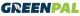 GreenPal logo with a leaf integrated in the letter 'G', in blue and green text.