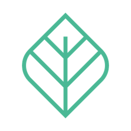 Grünes abstrahiertes Blatt mit geometrischem Muster auf weißem Hintergrund.